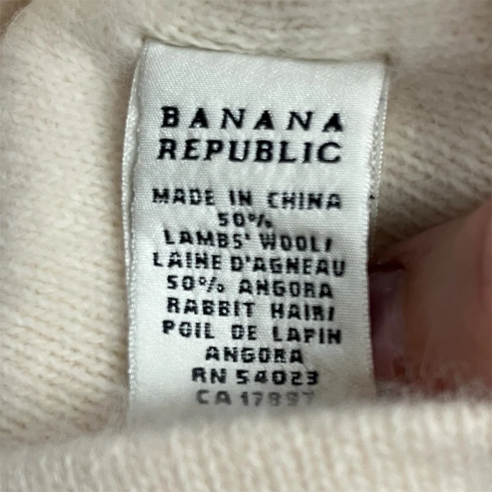 Vintage Banana Republic Bucket Hat Cream Knit Angora Wool Neutral Winter Womens - Picture 3 of 4